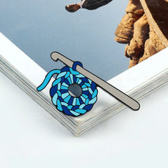 Knitting Wool Ball Enamel Pin Red Green Blue Crochet Hook Sweater Brooches Clothes Bag L detail view