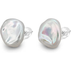 Dainashi 7-8mm Baroque Freshwater Pearl Earrings S925 Sterling Silver Keshi Pearl Stud Earrings for