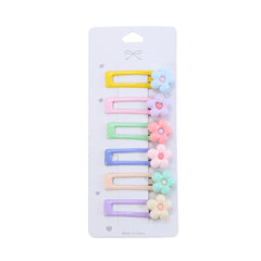 6Pcs/Set Candy Color Hair Clip Set Kids Girl Cartoon Tulip Bow Flower Bangs Clips Hair Pins Baby Cute Barrette Headdress