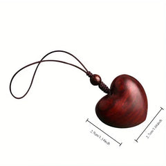 Creative Simple Rosewood Red Love Keychain | Hand-woven Solid Wood Phone Charm for Co alternate view