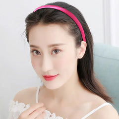 10mm Satin Headband Women Girls Fabric Covered Resin Hairbands Plastic Headbands Kids El detail view