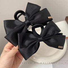 New Large Black Fabric Bow Grab Hair Clips Women's New Korean Style Hairpin Fashion S alternate view