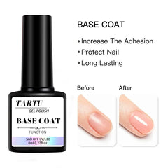 1pc/2pcs/3pcs 8Ml Functional Gel Nail Art Set with Base Coat and Diamond Top Coat,Matte Top ,Soak Off for Nail Art Design Tool
