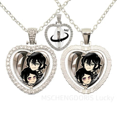The Coffin Of Andy And Leyley Cosplay Necklace | Double Sided Glass Cabochon Heart Penda detail view