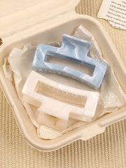 2 Pcs Large Marble Hair Claw Clips for Women Thick Hair White Banana Hair Clips Ripple J detail view