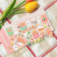 Korean Import Original BONITO Kawaii Rabbit Bear Spring Date Paper Stickers Scrapbook alternate view