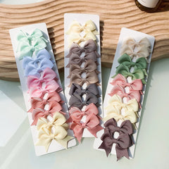 10Pcs/Set Solid Color Kids Bows Hair Clips for Baby Girls Handmade Ribbon Bowknot Hairpin MiNi Barre