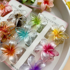 6Pcs Fashion Colorful Transparent Flower Small Hair Claw Clips clamp Hairpin Barrette For Thick Thin Hair Accessories For Women