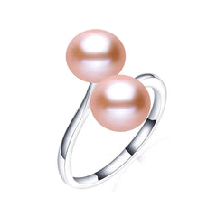 2026 New Arrival Black Natural Freshwater Pearl Ring Adjustable Fashion Novel Ring 925 close-up view