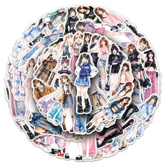 50PCS Unique Fashion Sticker Set - Trendy Clothing Matching Cartoon Decals for Scrapb alternate view