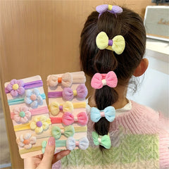 6/12PCS New Cut Hair Ties Princess Sweet Flower Bow Girls Women Elastic Hair Bands Ha alternate view