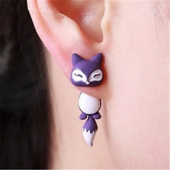 New Fashion Cute Animal Female Creative Handmade Earrings Polymer Clay Dinosaur Dog Cat detail view
