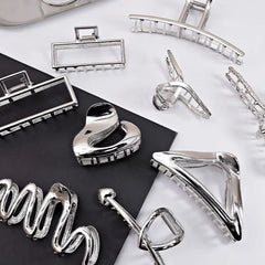 Vintage Silver Geometric Metal Hair Claw For Women Girls Long Hair Holder Headband Hair Claw Clip Fa