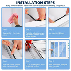 Self-Adhesive Mosquito Window Screen Curtain | DIY Insect Net for Doors and Windows close-up view