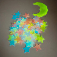 100 Pcs Glow in The Dark Stars and Moon Wall Stickers | 3D Luminous Starry Sky Decor alternate view