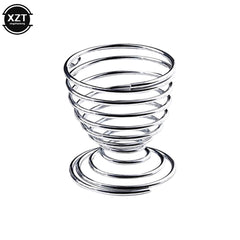 2PCS Spiral Egg Holder for Hard Boiled Eggs | Stainless Steel Egg Cup Kitchen Gadget close-up view