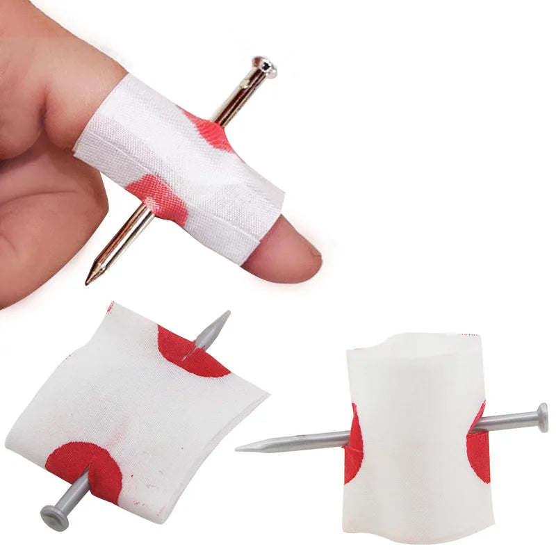 5Pcs Fool Toys Blood Prank Magic Prop Joke Fake Nail Through Finger Magic Funny Gadgets Magic Trick