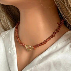 Natural Chip Stone Choker Necklace | Bohemia Crystal Bead Jewelry detail view
