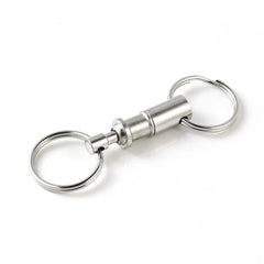 Detachable Key Ring with Snap Lock | Steel Chrome Keychain Holder close-up view