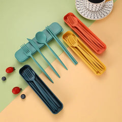 4-piece Portable Utensils, Healthy Eco-Friendly Wheat Straw Cutlery, Reusable Chopsti alternate view