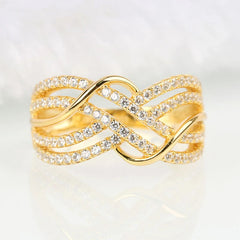 Huitan Hot Trendy Cross Rings Women Wedding Bands Accessories with Dazzling CZ Twist alternate view