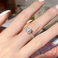 Real 3 Carat Moissanite Engagement Ring Luxury Bridal Set Solitaire Wedding Promise Ri close-up view