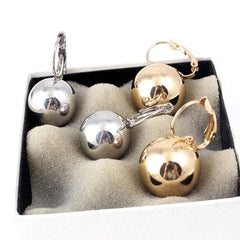 Smooth Ball Drop Earrings for Women | Creative Gold White Rosegold Dangle Jewelry alternate view
