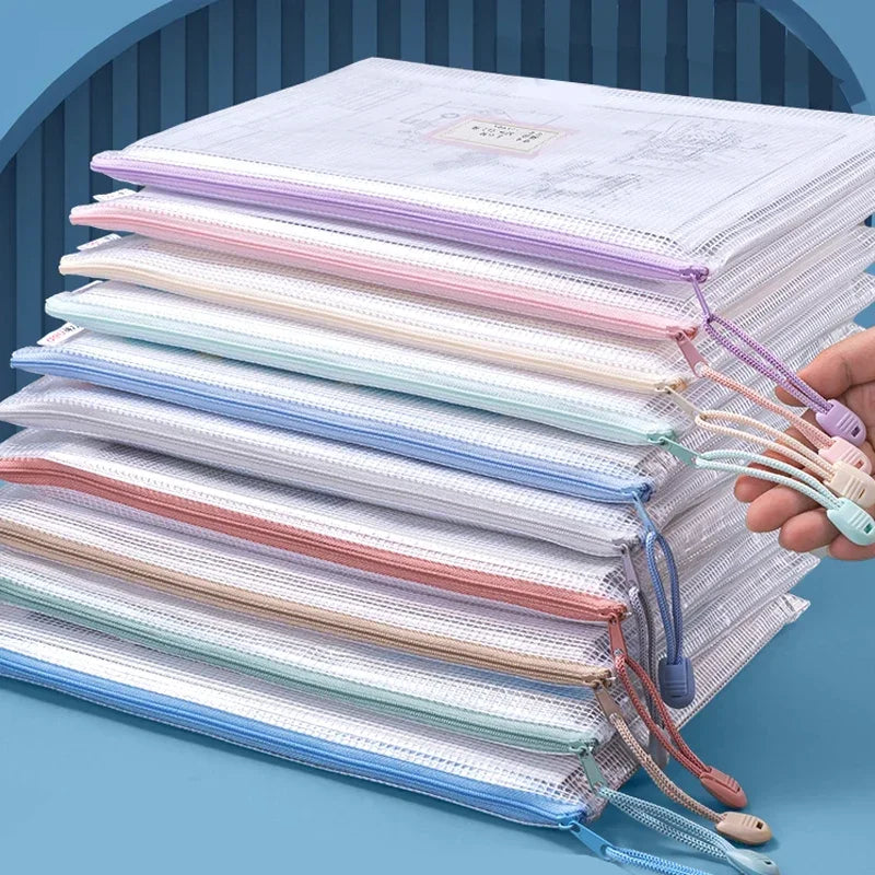 Mesh Bags A4/A5 Plastic Zipper Bags for Organizing Waterproof Clear