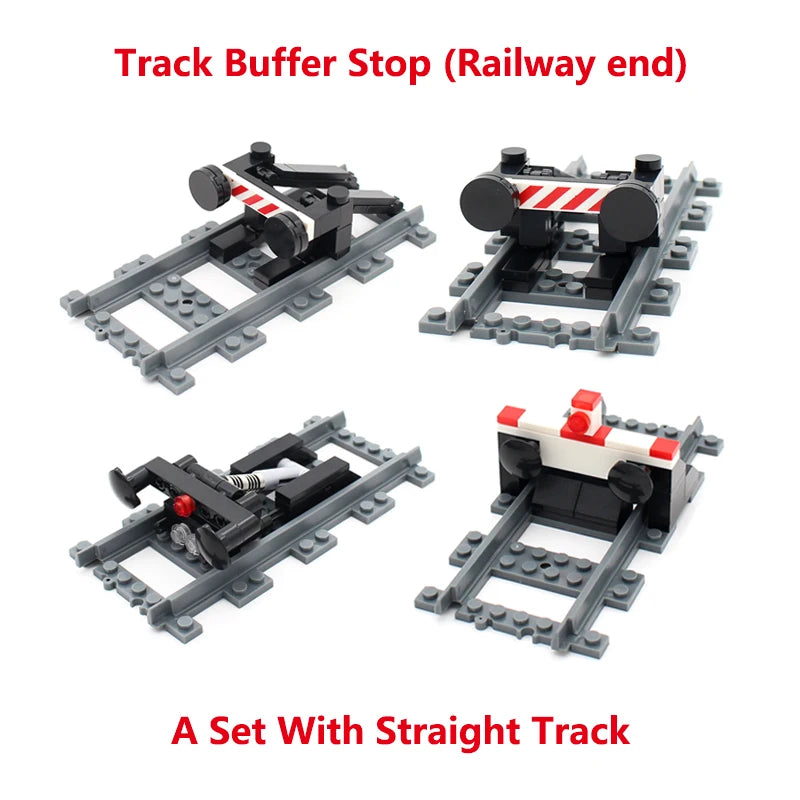City Train Parts Buffer Stop Set | Railway Track End Model Compatible with 53401 Straight Track MOC