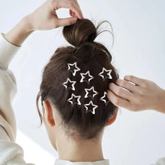 10/25/50/100/200pcs Y2K Silver Star Hair Clips for Girls Metal Snap Clip Hairpins Bar alternate view