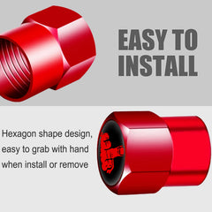 Red Skull Logo Valve Caps 4 Pcs Aluminum Alloy Tire Stem Covers close-up view