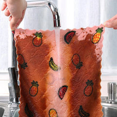 Reusable Kitchen Dishcloths Super Absorbent Coral Fleece Cleaning Cloths 3/5/10pcs Di alternate view