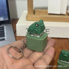 Funny Croaking Frog Duck Keychain Rechargeable Keyboard Fidget Clicker Sound Keyring W close-up view