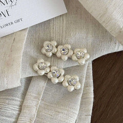 2 Pcs/set New Elegant Pearl Flower Hair Clip Sweet Duckbill Hair Clip Diamond Shiny Side Bangs Clip High-End Feeling Hair Sets