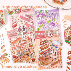 Cute 3D Stereoscopic Landscape Stickers | Mini Scene Sticker Set detail view