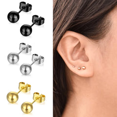 3-7mm Round Ball Stainless Steel Stud Earrings | Unisex Fashion Jewelry Gift