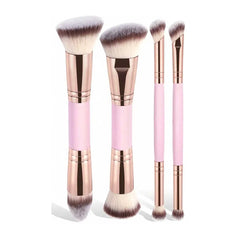4pcs Basic Makeup Brushes Set with Box | Dual-ended Travel Kit for Beginners