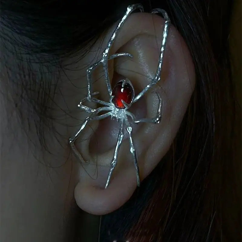 Gothic Dark Spider Crawl Fashion Dangle Stud Piercing Ear Bone Clip For Unisex Halloween Party Acces