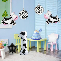 7pcs Cow Print Number Balloon Set | Farm Animal Birthday Party Decoration close-up view