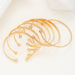 7 Pcs/Set Punk Gold Color Bracelets for Women Streetwear Goth Heart Prints Metal Desig close-up view