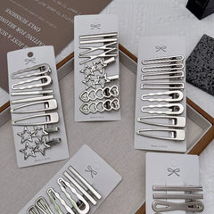 Korean 8pcs Metal Silver Hair Clips Girls High Quality Geometric Fashion Barrettes Headwear Women Ha