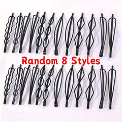 8Pcs Fashion Black Bobby Pins Hair Clips Wavy Hairpins Metal Barrettes Invisible BB Clip detail view
