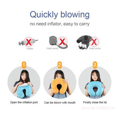 U Shaped Inflatable Neck Pillow | Fun Travel Cushion with Frog Strawberry Rainbow Des alternate view