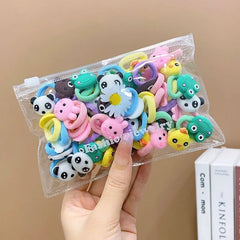 10/20Pcs/Set Cute Cartoon Rubber Elastic Hair Bands Girls Not Hurt Hair Small Scrunchi close-up view