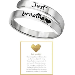 Just-Breathe-Heart-Ring-for-Women-Men,-Stainless-Steel-Spiral-Wrap-Healing-Rings,-Ins alternate view