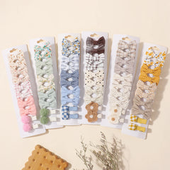 20pcs/set Lovely Kids Bows Hair Clips for Girls Barrette Boutique Full Coverage Fabric Children's He
