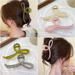 Elegant Jelly Color Bow Hair Claw For Women Girls Sweet Hair Ornament Back Headband Hair detail view