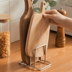 Space-Saving Stainless Steel Pot Lid Cutting Board Organizer Combo close-up view