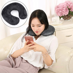 U Shaped Inflatable Neck Pillow | Fun Travel Cushion with Frog Strawberry Rainbow Design detail view