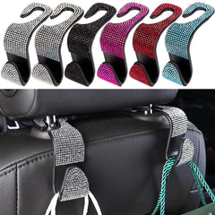 Rhinestone Car Seat Back Hook Bling Diamond Hanger Auto Back Universal Headrest Mount Storage Holder
